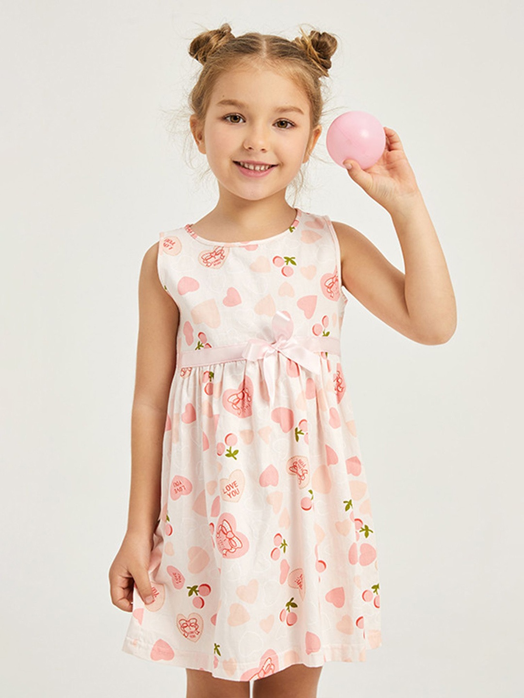 

LULU & SKY Girls Printed Cotton Fit & Flare Dress, Pink