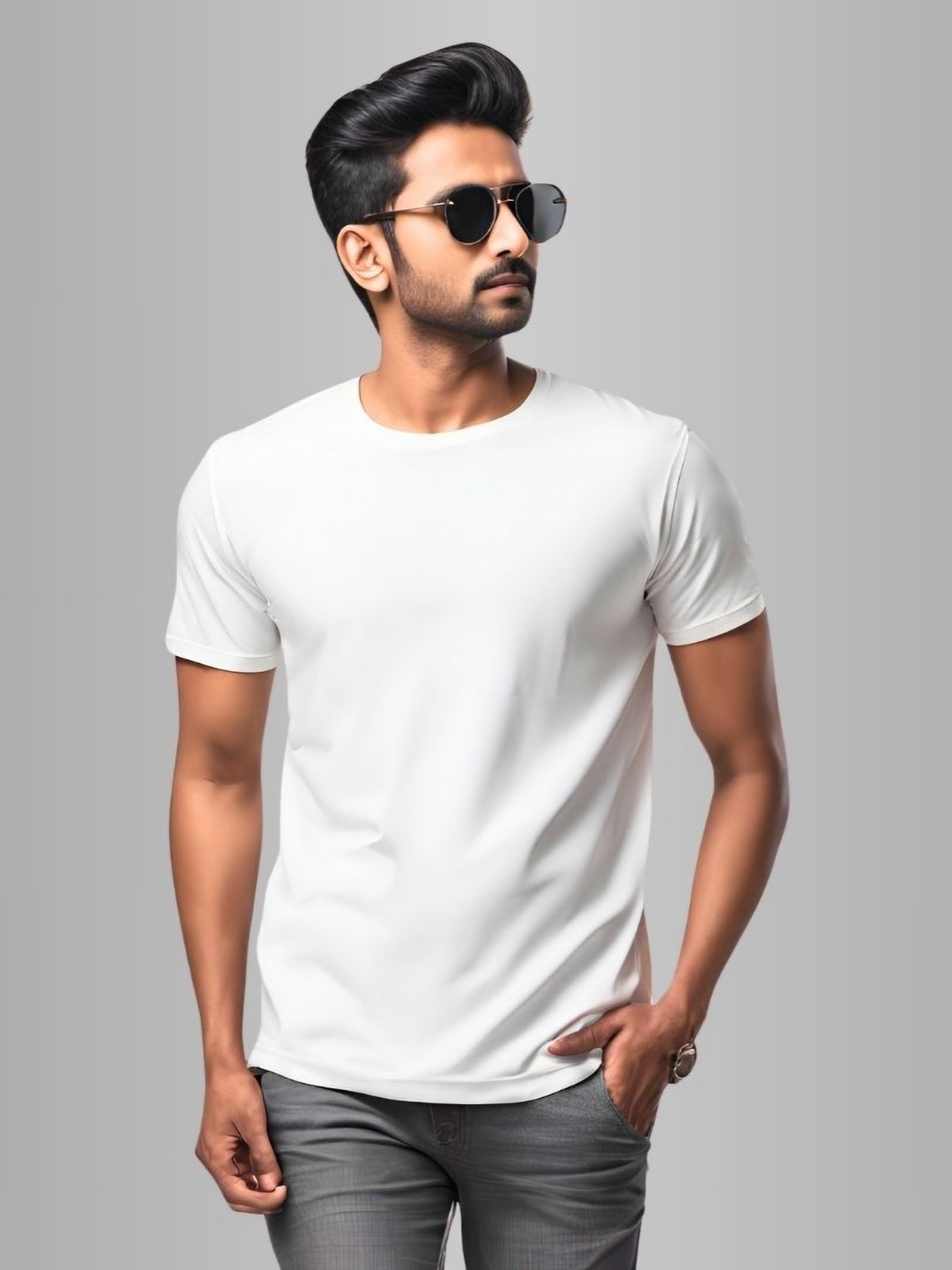 

Harashree Unisex Bio Finish Solid Round Neck Cotton T-shirt, White