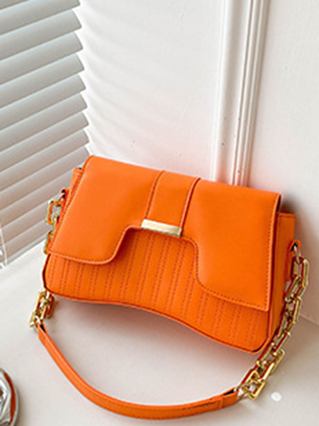

LULU & SKY PU Structured Handheld Bag with Tasselled, Orange