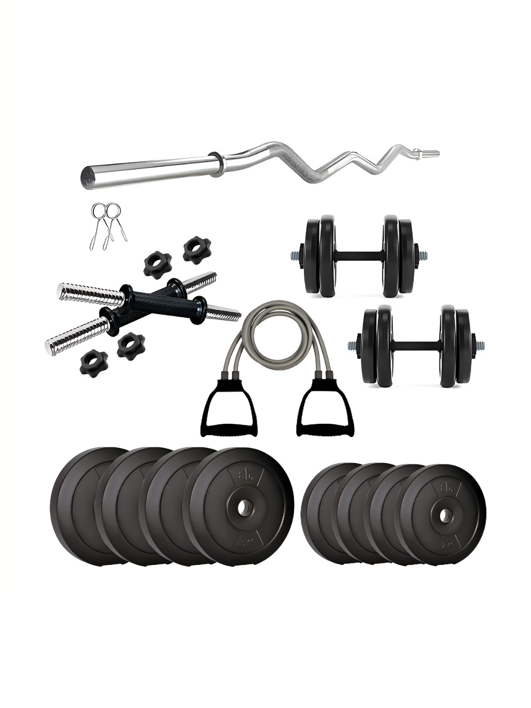 

Anythingbasic Set Of 20 Curl, Dumbbell Rods & Accessories Home Gym Combo, Black