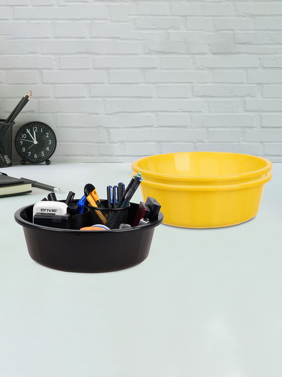 

Kuber Industries Yellow and Black 3 Pieces Multipurpose Storage Desk Organisers