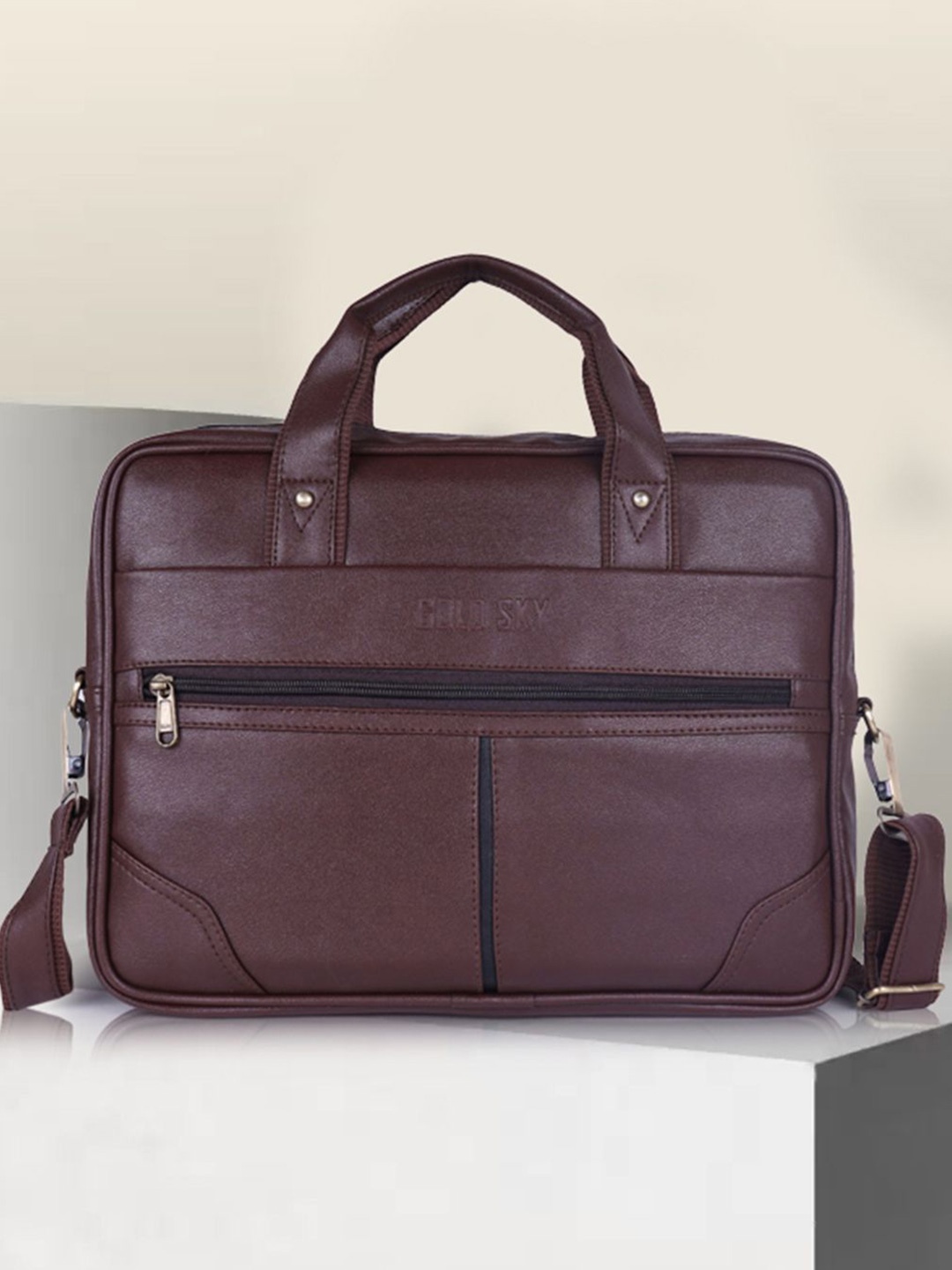 

GOLD SKY Men Textured Messenger Bag, Brown
