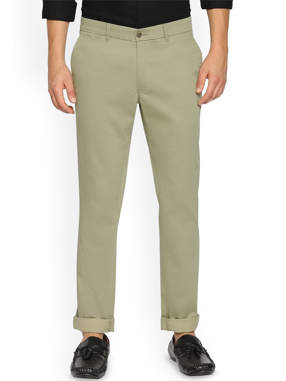 

Basics Men Printed Comfort Trousers, Green