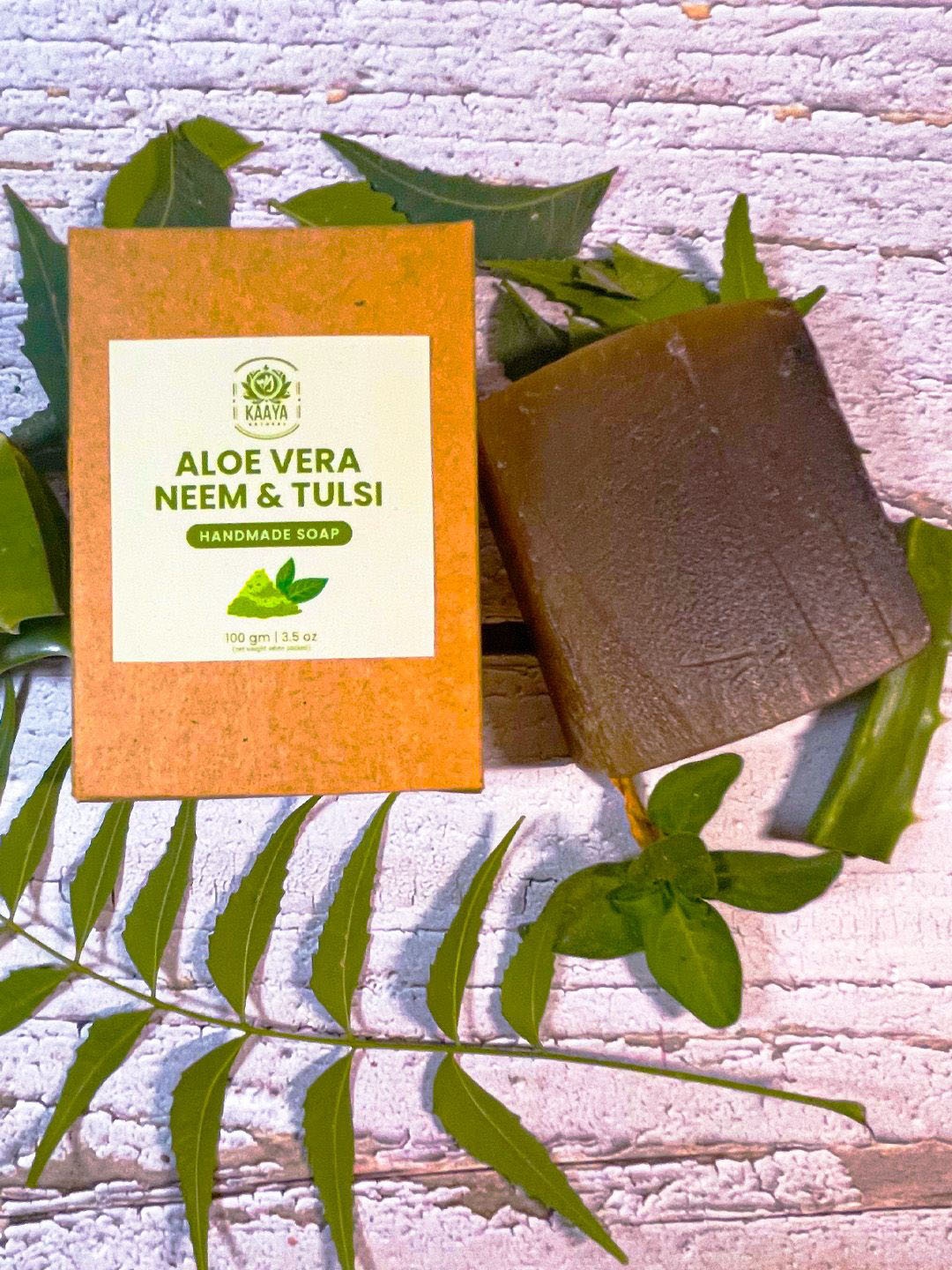 

Kaaya Natural Set Of 2 Neem & Tulsi Handmade Soap- 100 g Each, Green