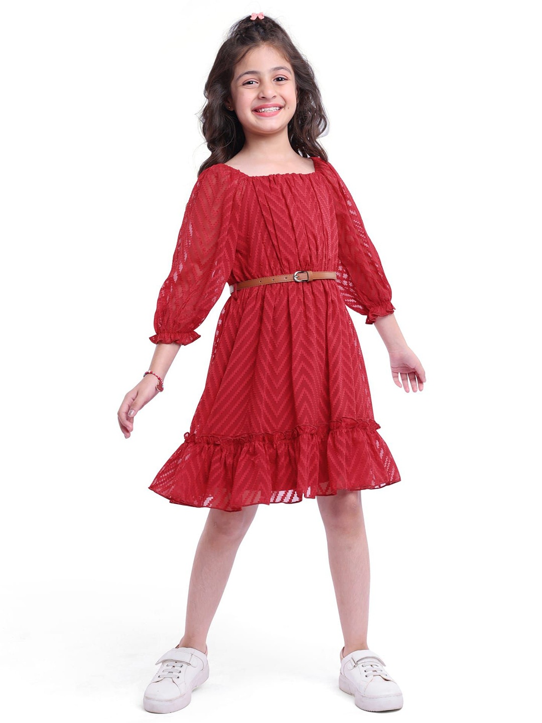 

Hola Bonita Girls Fit and Flare Dress, Red