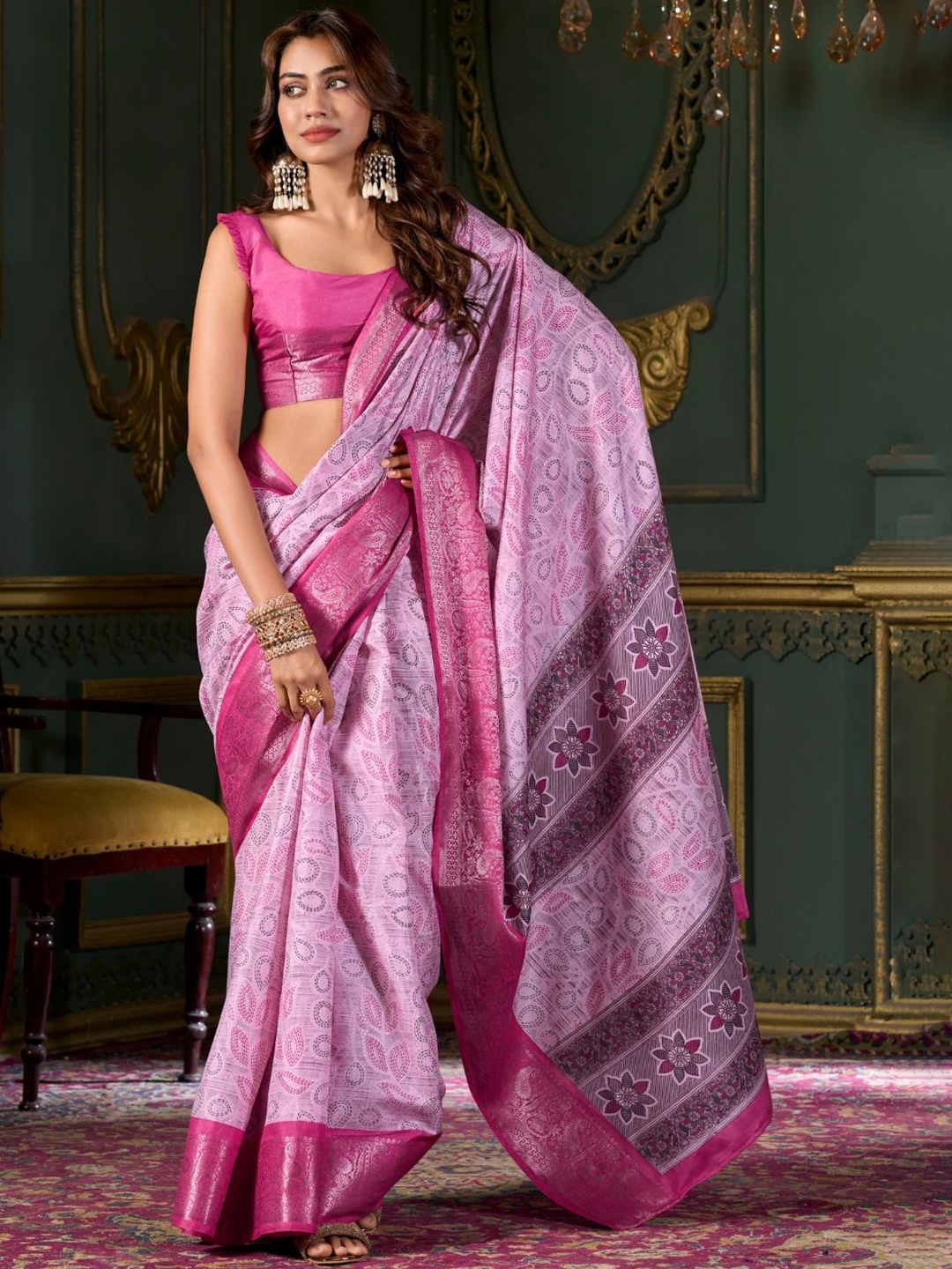 

DEVATITHI Magenta Soft Silk Saree