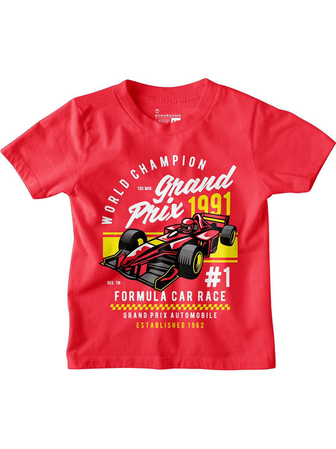 

BonOrganik Boys Graphic Printed Round Neck Cotton T-shirt, Red