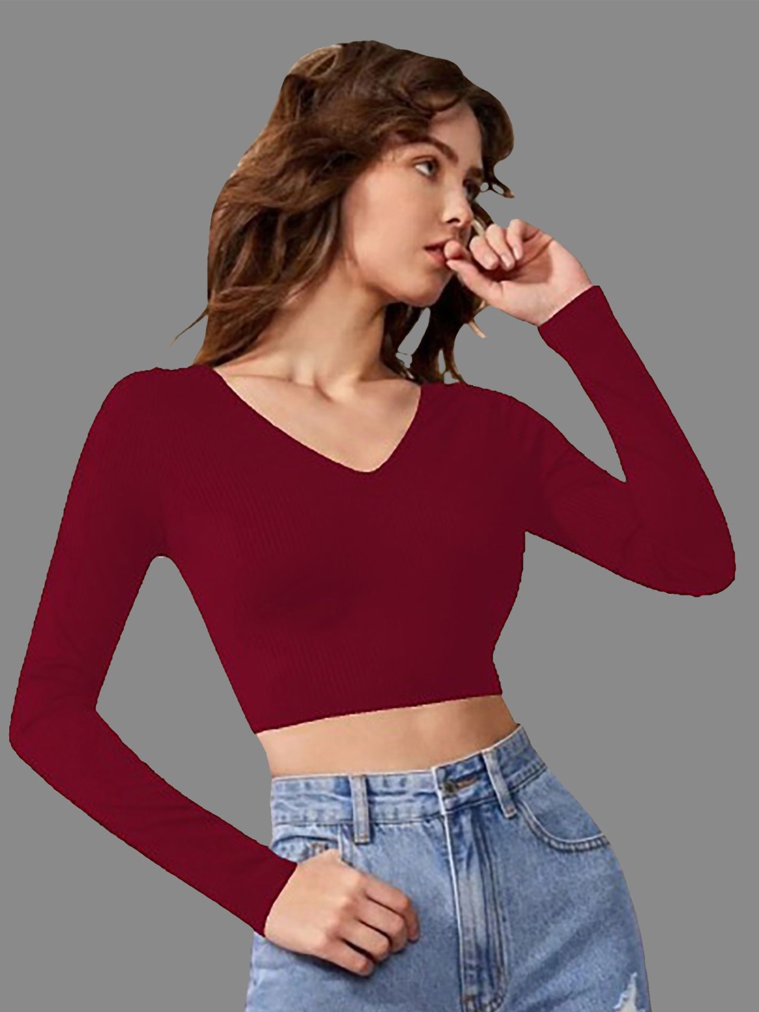 

Dream Beauty Fashion Crop Top, Maroon