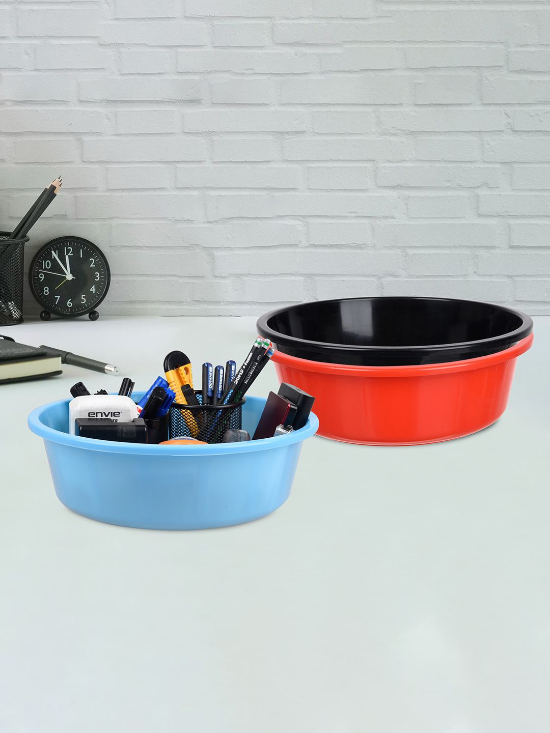 

Kuber Industries Red & Black 3 Pieces Regular Desk Organisers 6L Each