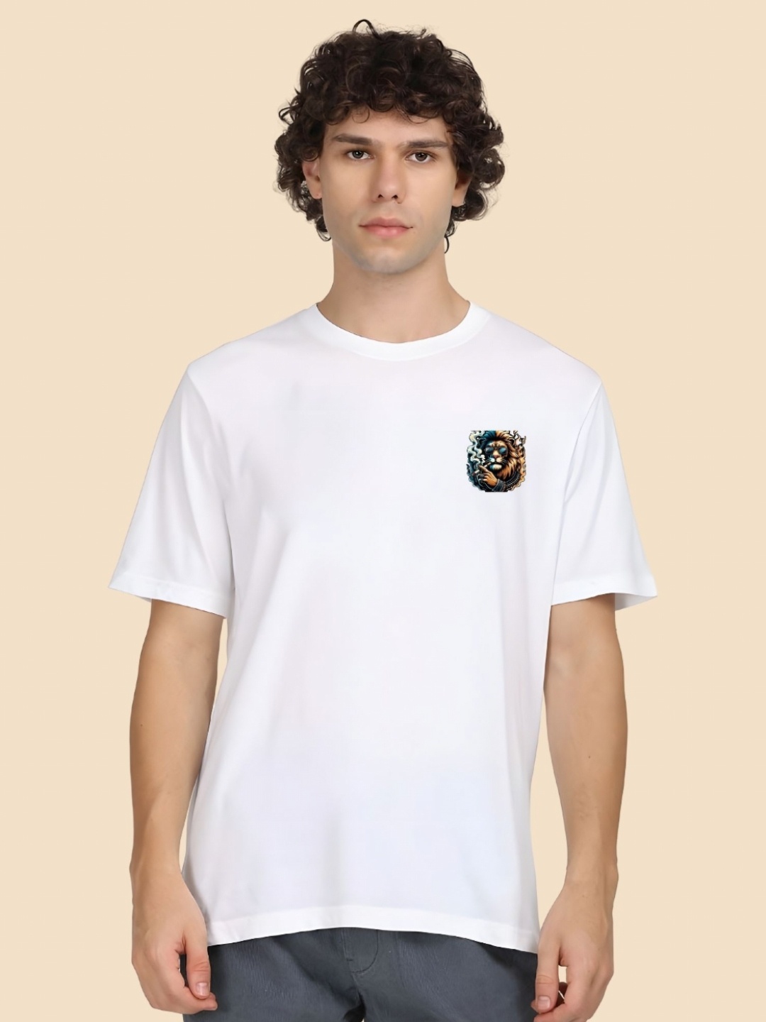 

SZN Men Graphic Printed Round Neck Relaxed Fit Cotton T-shirt, White