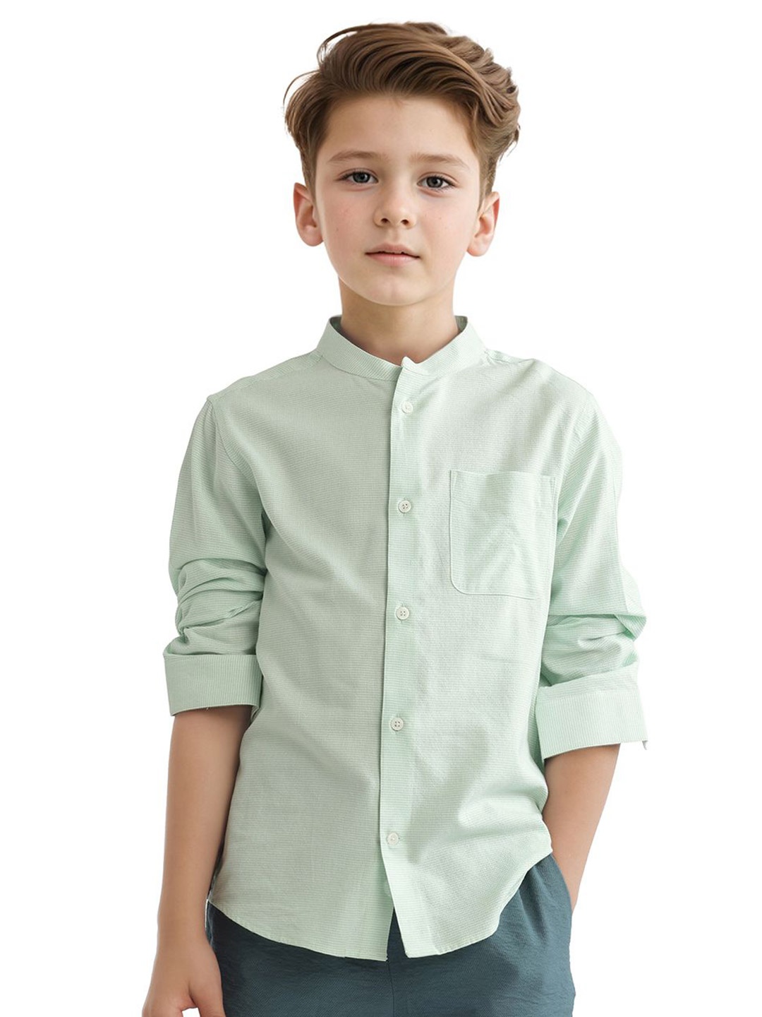 

RARE ONES Boys Opaque Striped Casual Shirt, Green