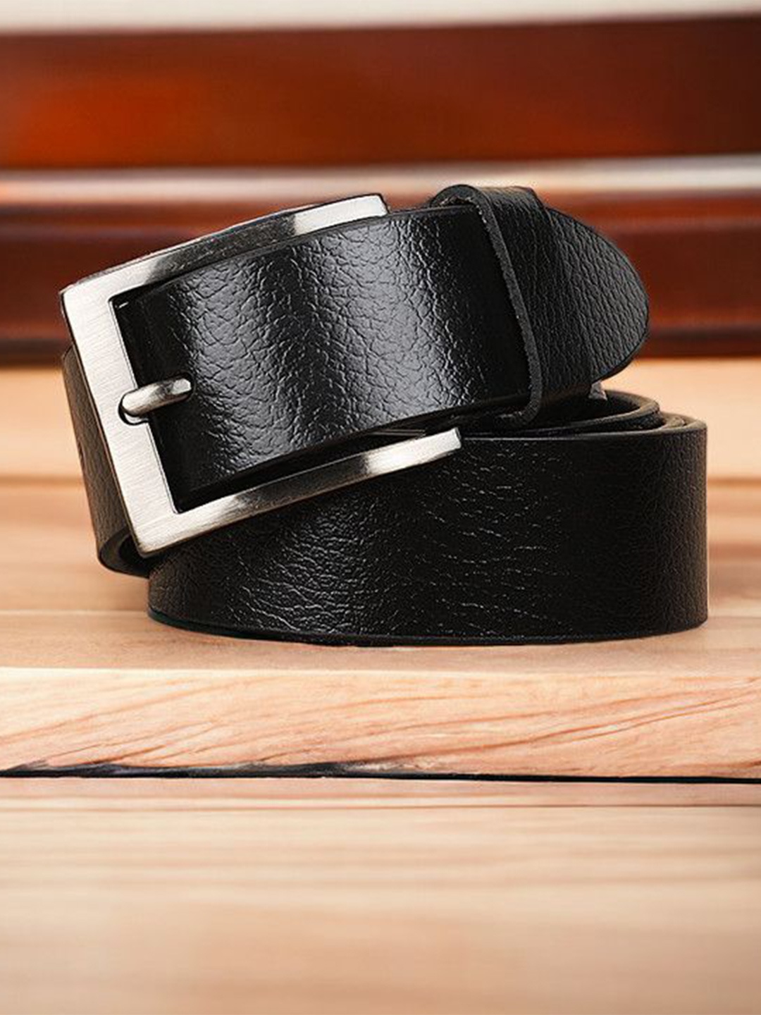 

Metronaut Men Textured Leather Formal Belt, Black