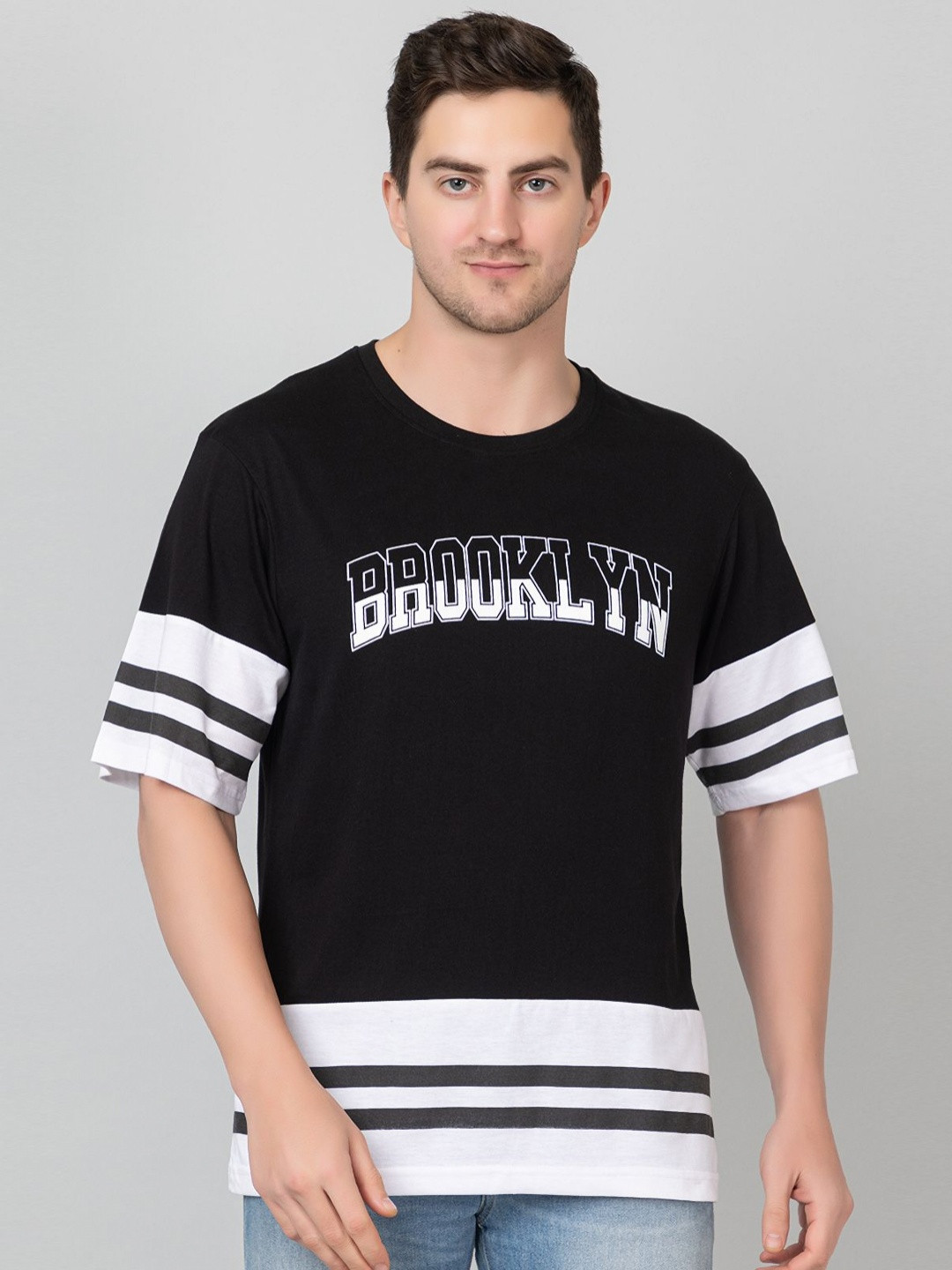 

PYRO SPIRIT Men Typography Printed Round Neck Cotton Relaxed Fit T-shirt, Black