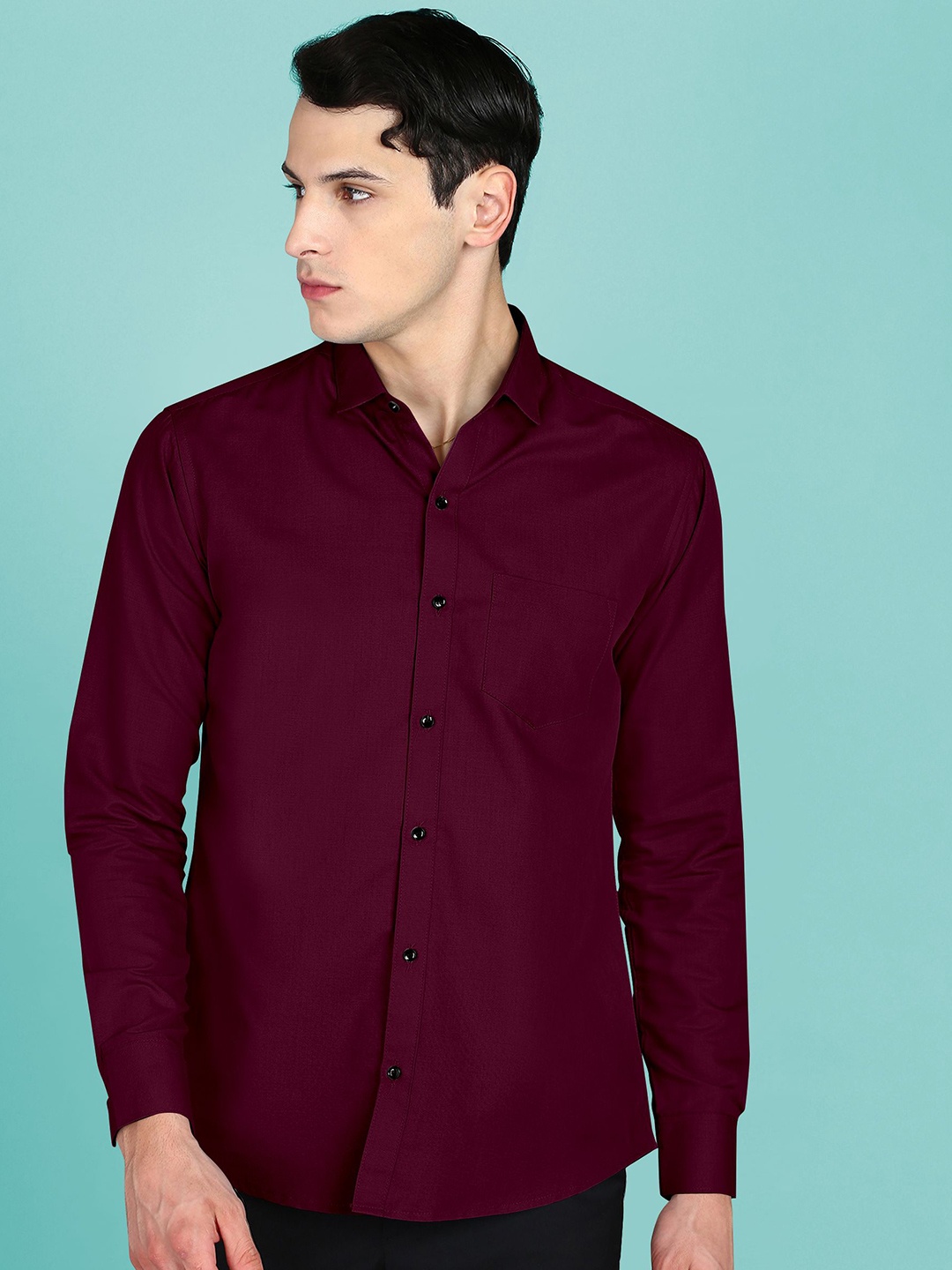 

Fibermill Men Slim Fit Opaque Casual Shirt, Maroon