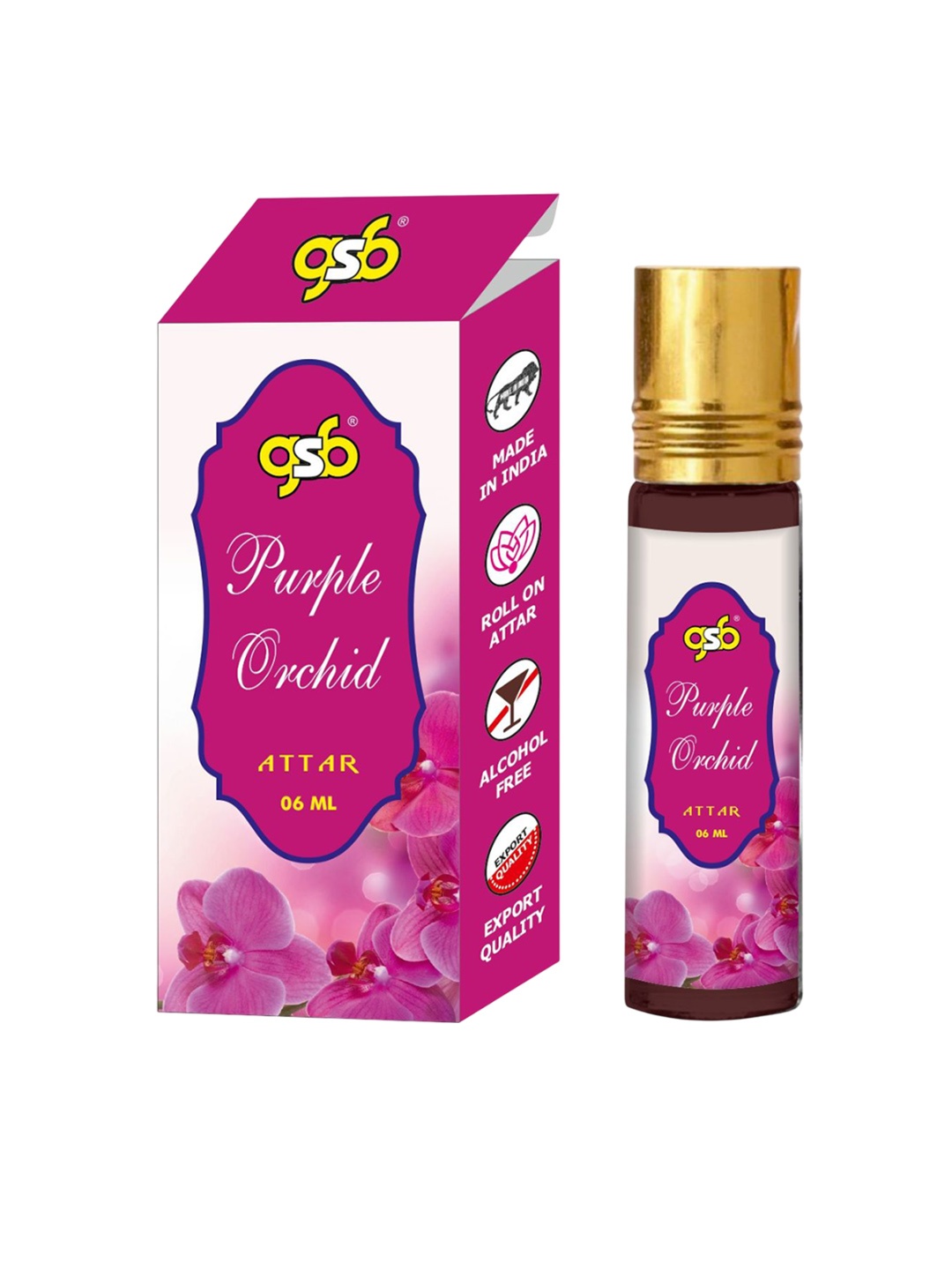 

GSB Purple Orchid Pure Natural Long Lasting Alcohol Free Attar 6 ml, Transparent