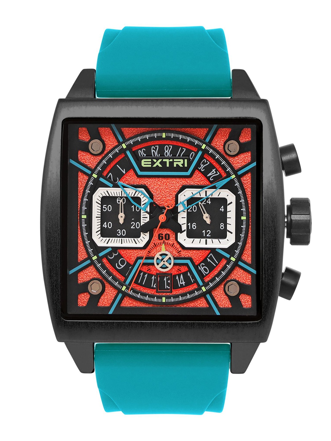 

EXTRI Men Dial & Textured Straps Analogue Watch X6076-G, Orange