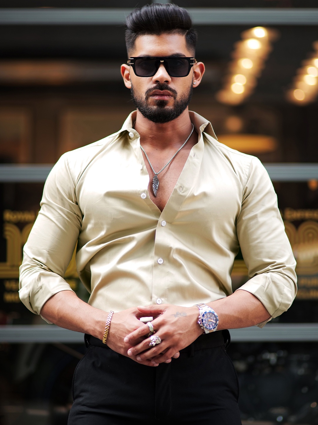 

Foomer Men Standard Opaque Casual Shirt, Cream