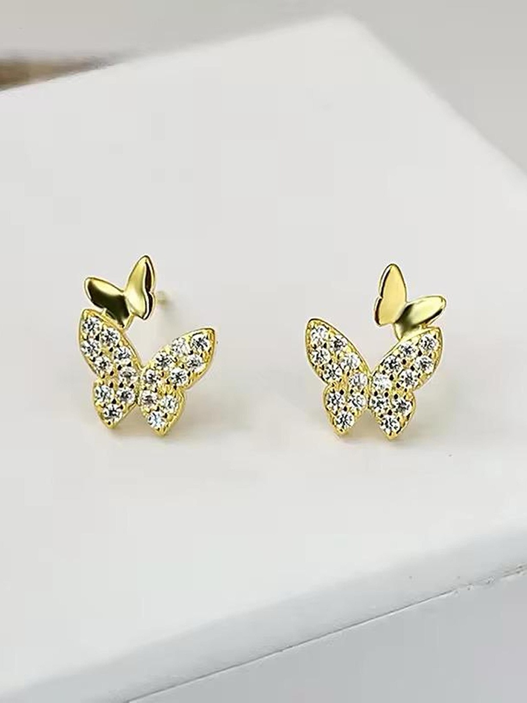 

TANLOOMS Korean Gold-Plated Artificial Stones Studded Contemporary Studs