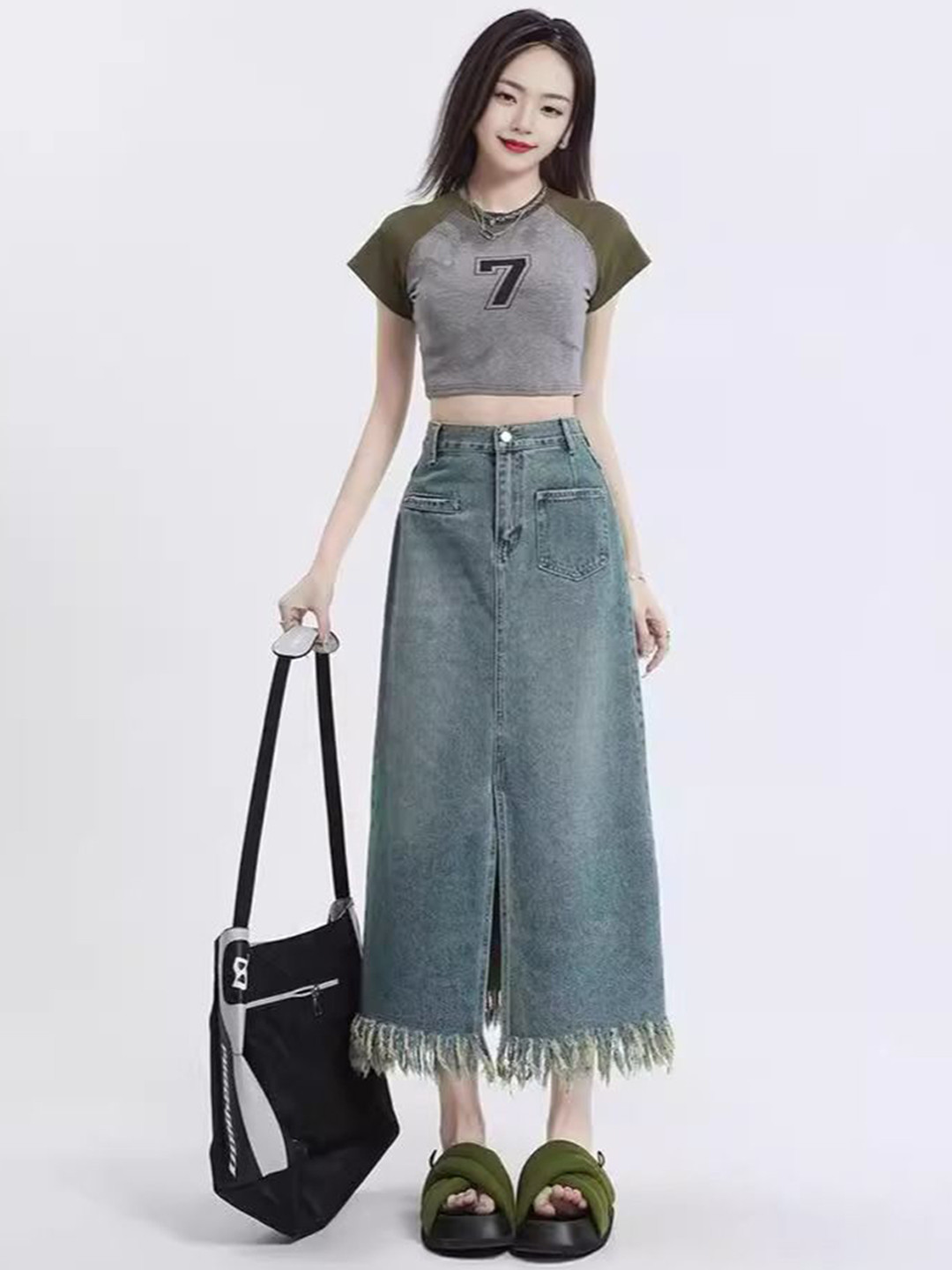

DressBerry Women Denim A-Line Midi Skirt, Blue