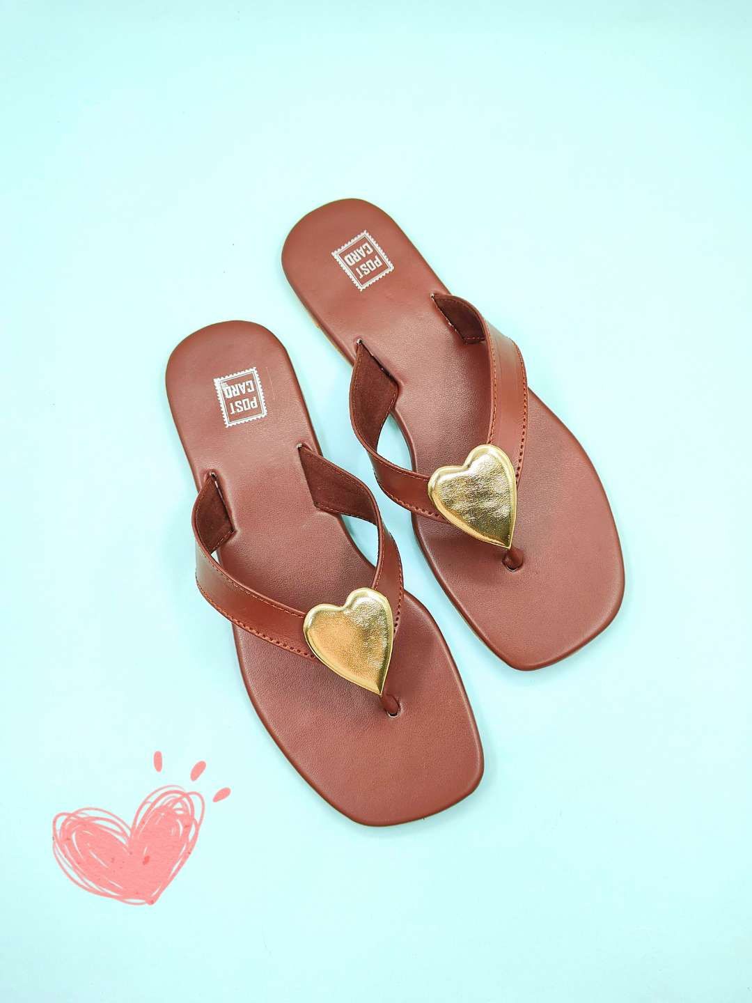 

POSTCARD Women Embellished Open Toe Flats, Brown