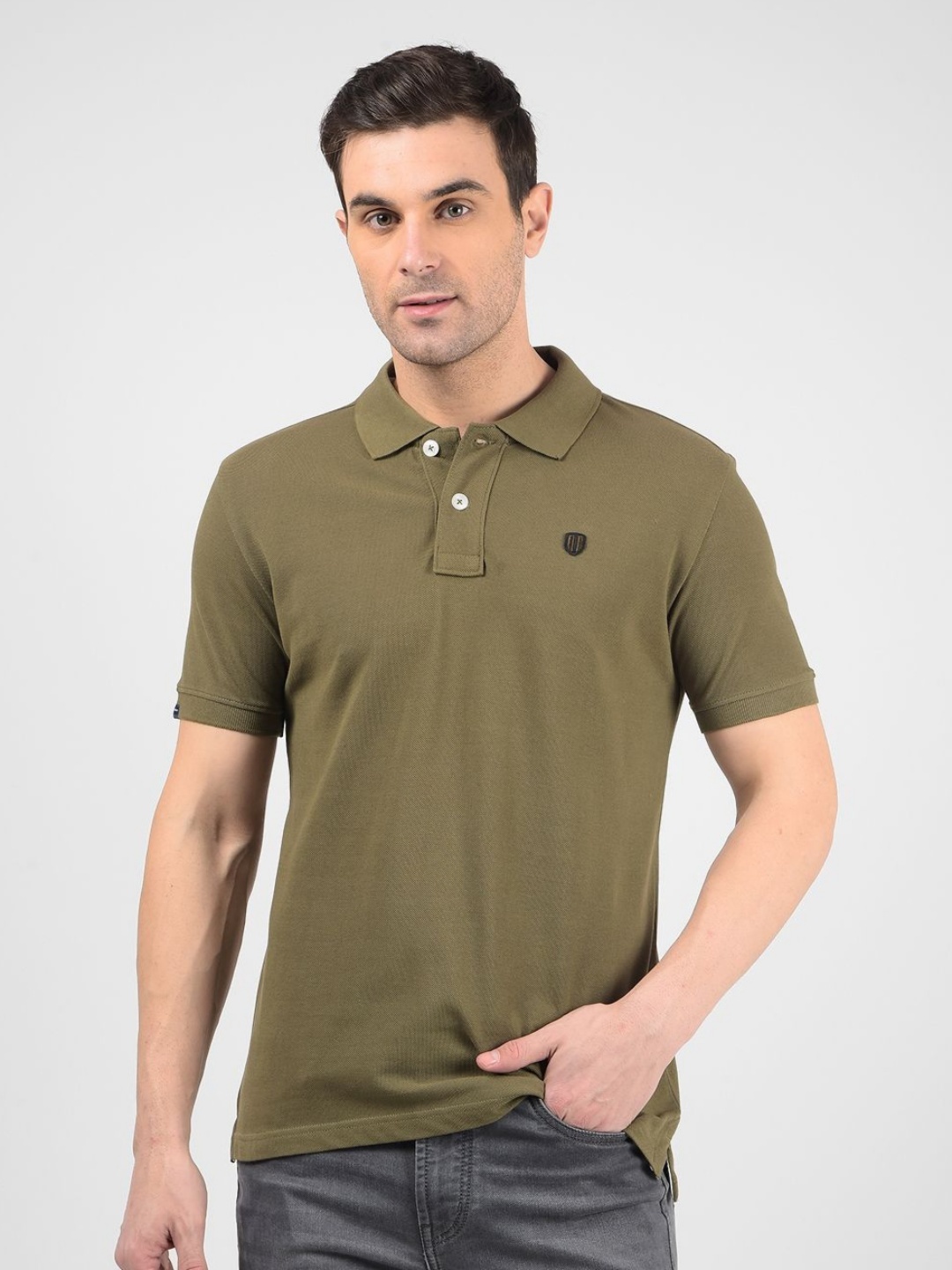 

Numero Uno Men Solid Polo Collar Regular Fit Cotton T-shirt, Olive