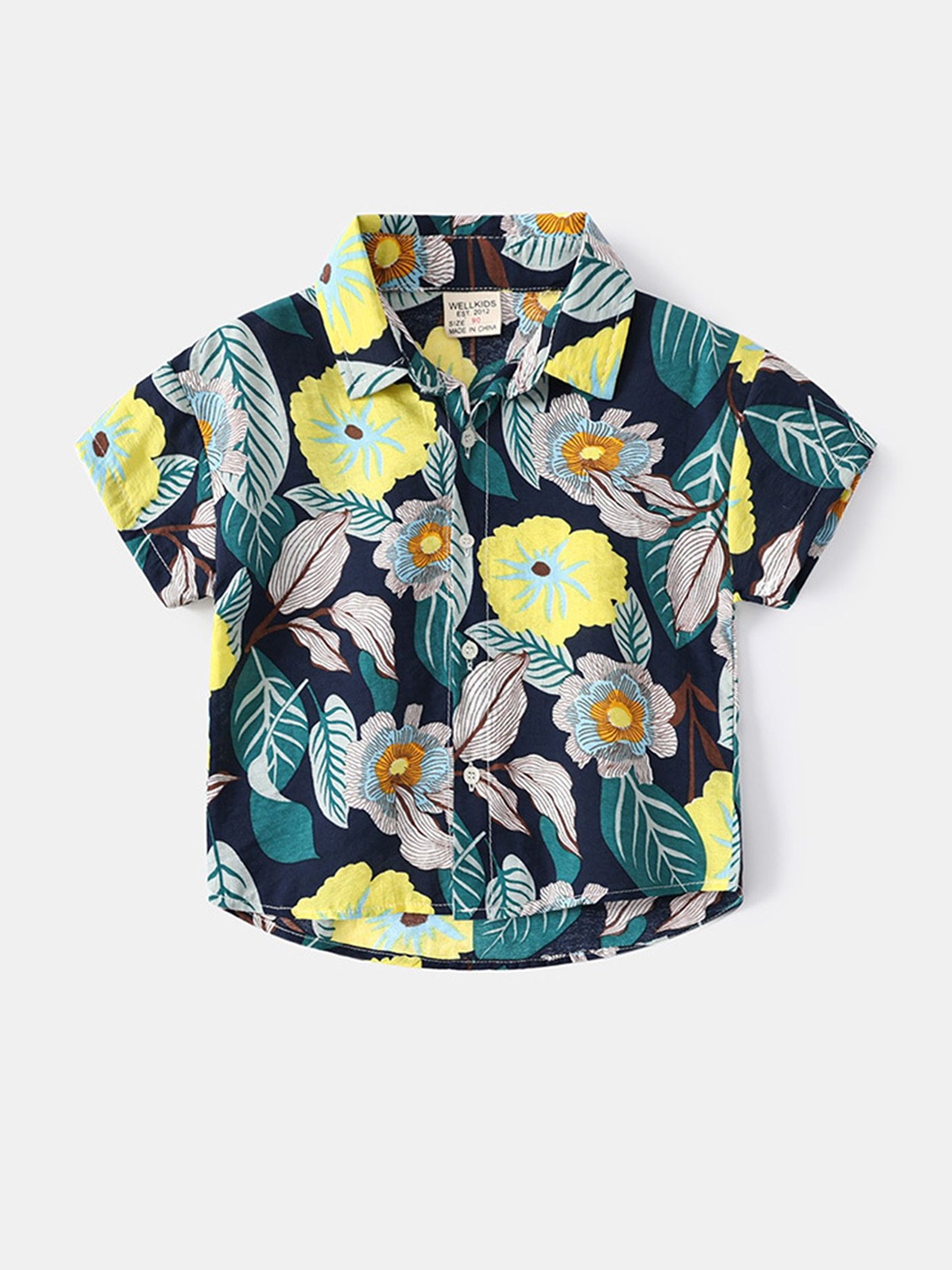

LULU & SKY Boys Floral Opaque Printed Casual Shirt, Navy blue