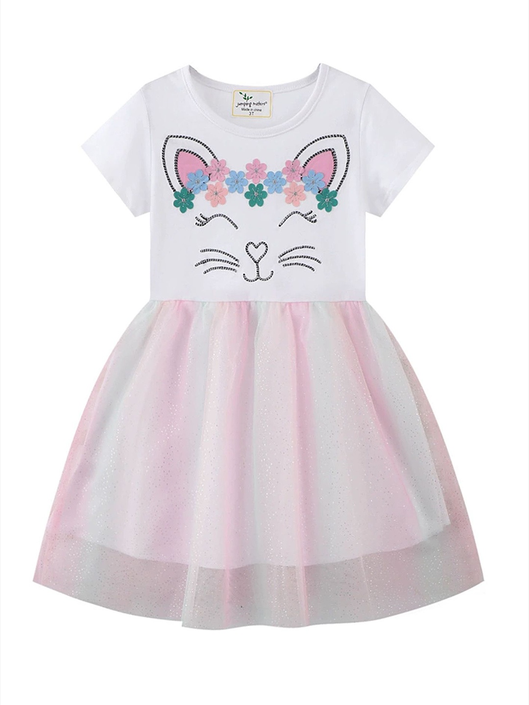 

LULU & SKY Girls Embellished Fit & Flare Dress, White