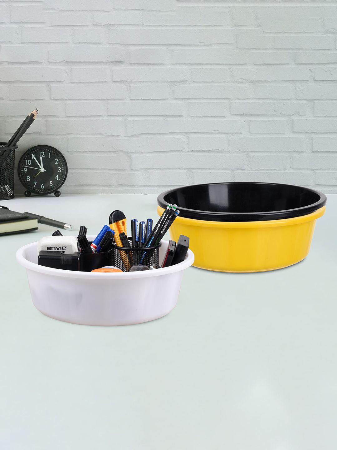 

Kuber Industries Yellow and Black 3 Pieces Multipurpose Storage Desk Organisers
