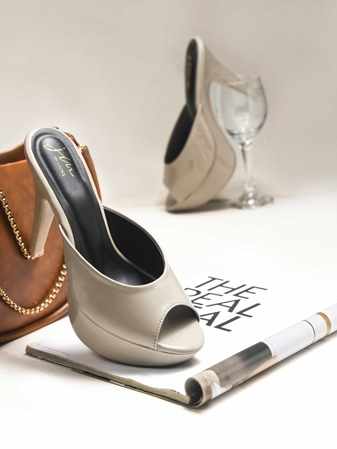 

JM Looks Women fashion Comfortable Sole heel Sandals, Taupe