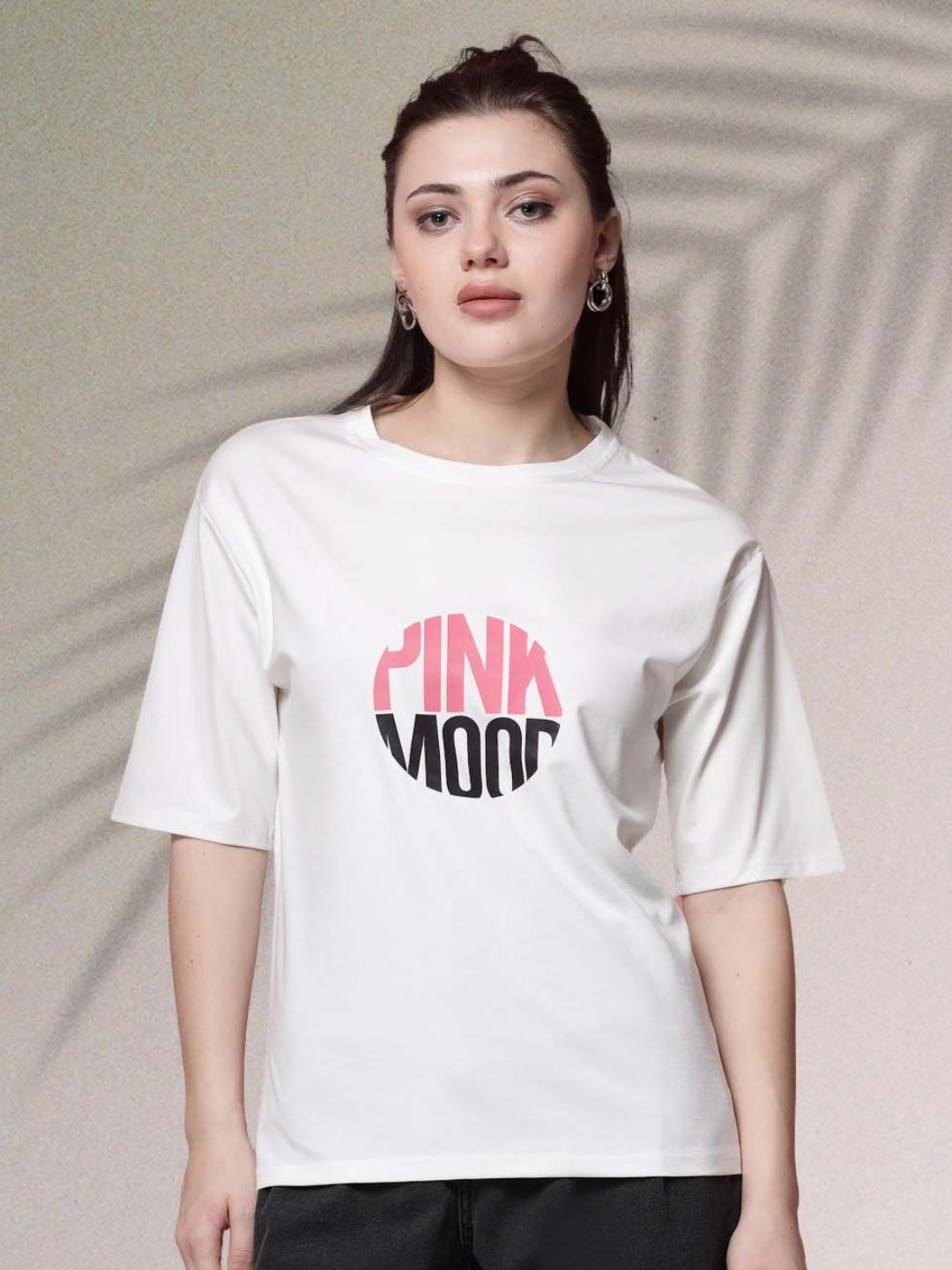 

Moda Rapido Women Graphic Printed Round Neck Regular Fit T-shirt, White