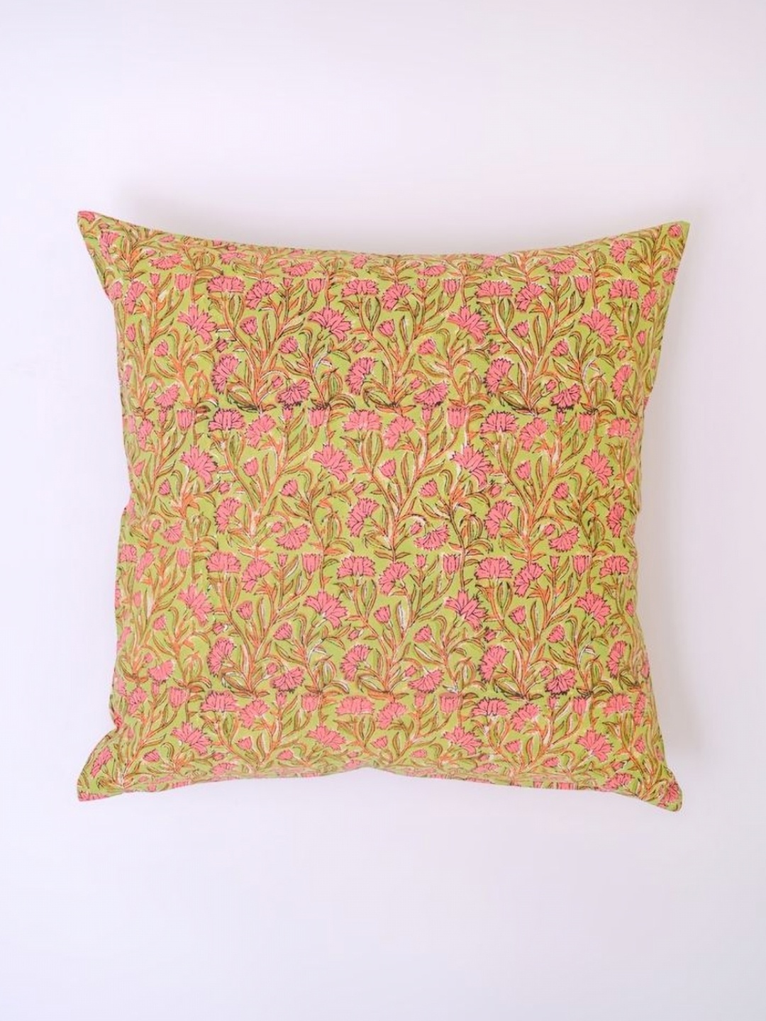 

Block N Style Achlys Yellow & Pink Floral Printed Cotton Square Cushion Covers, Mustard