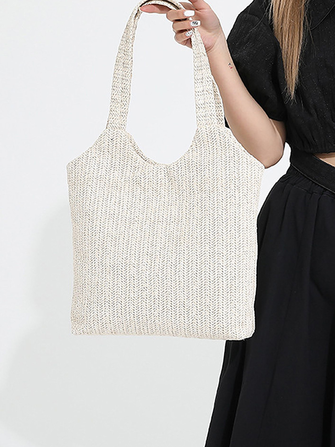 

LULU & SKY PU Bucket Handheld Bag with Bow Detail, Beige