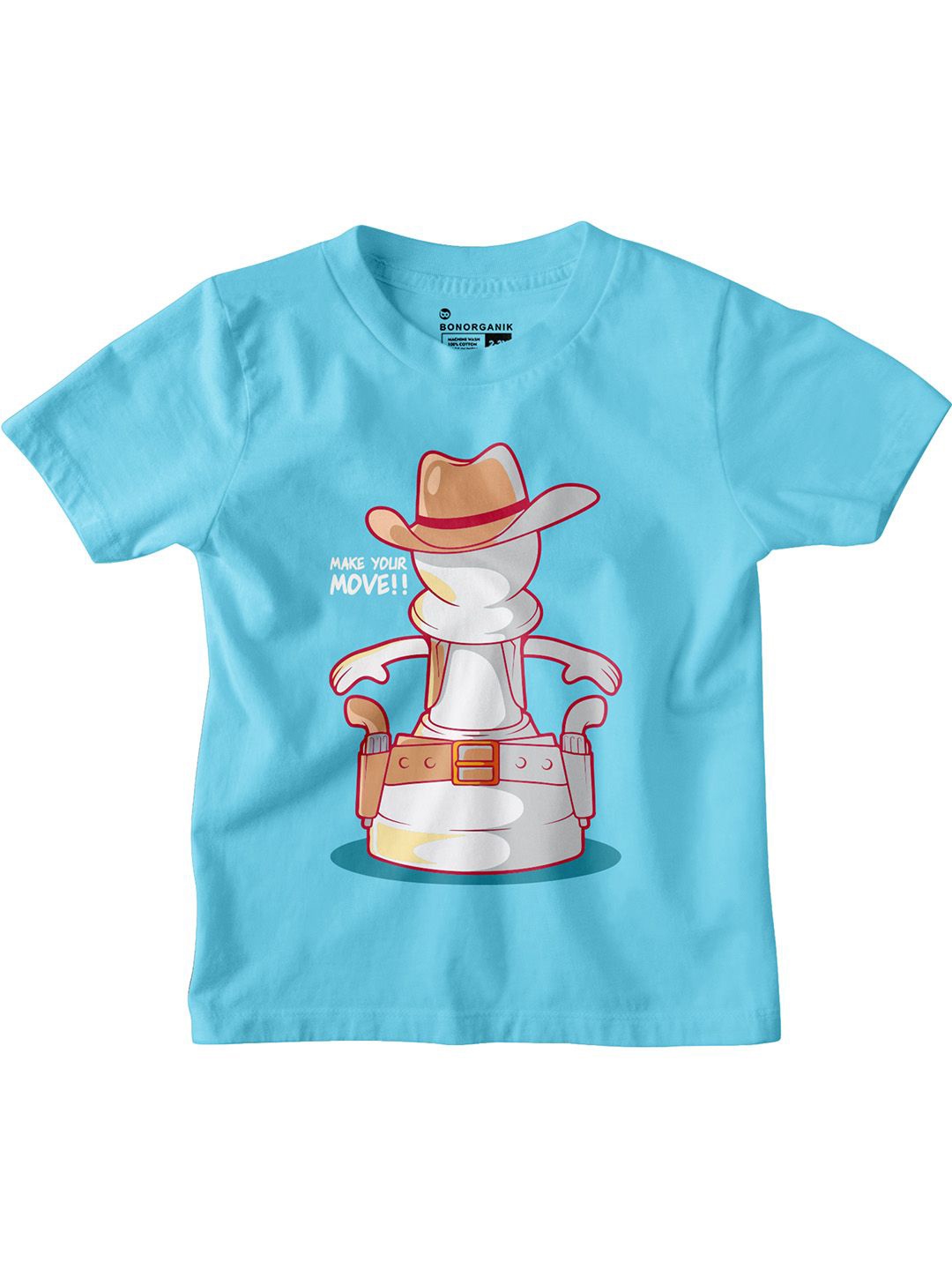 

BonOrganik Boys Graphic Printed Round Neck Cotton T-shirt, Blue