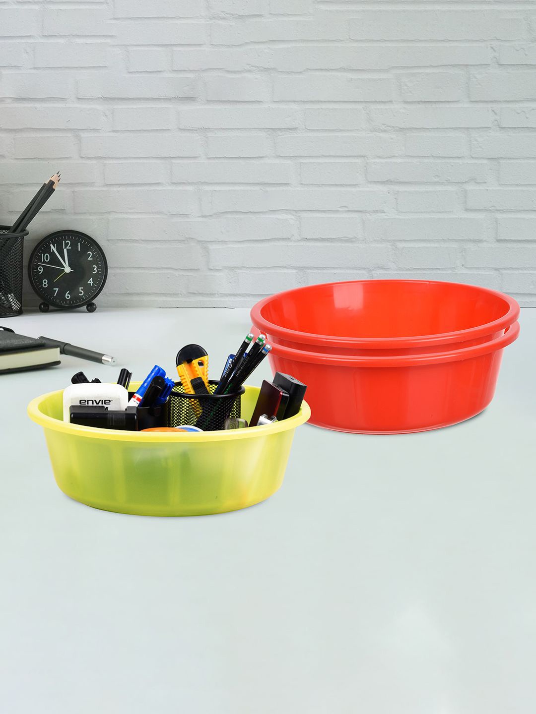 

Kuber Industries Red and Green 3 Pieces Multipurpose Storage Desk Organisers