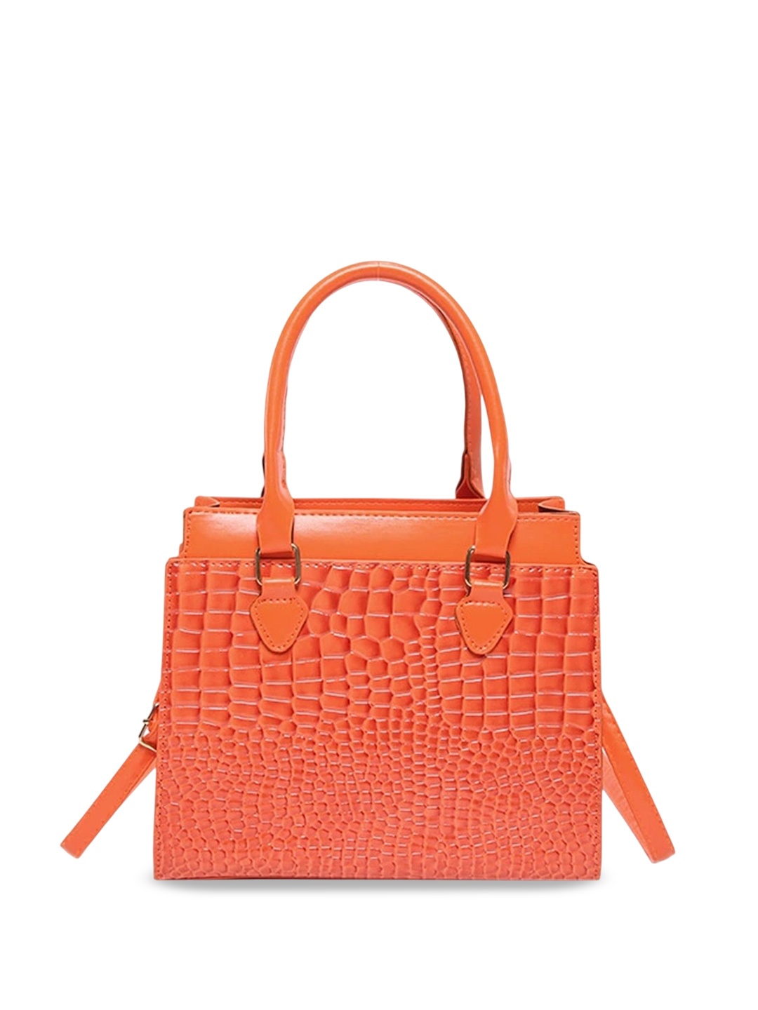 

LULU & SKY Textured PU Bucket Tote Bag with Tasselled, Orange