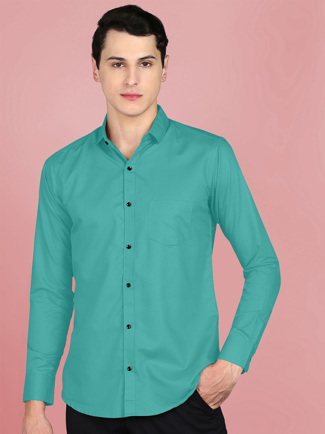 

Fibermill Men Slim Fit Opaque Casual Shirt, Sea green