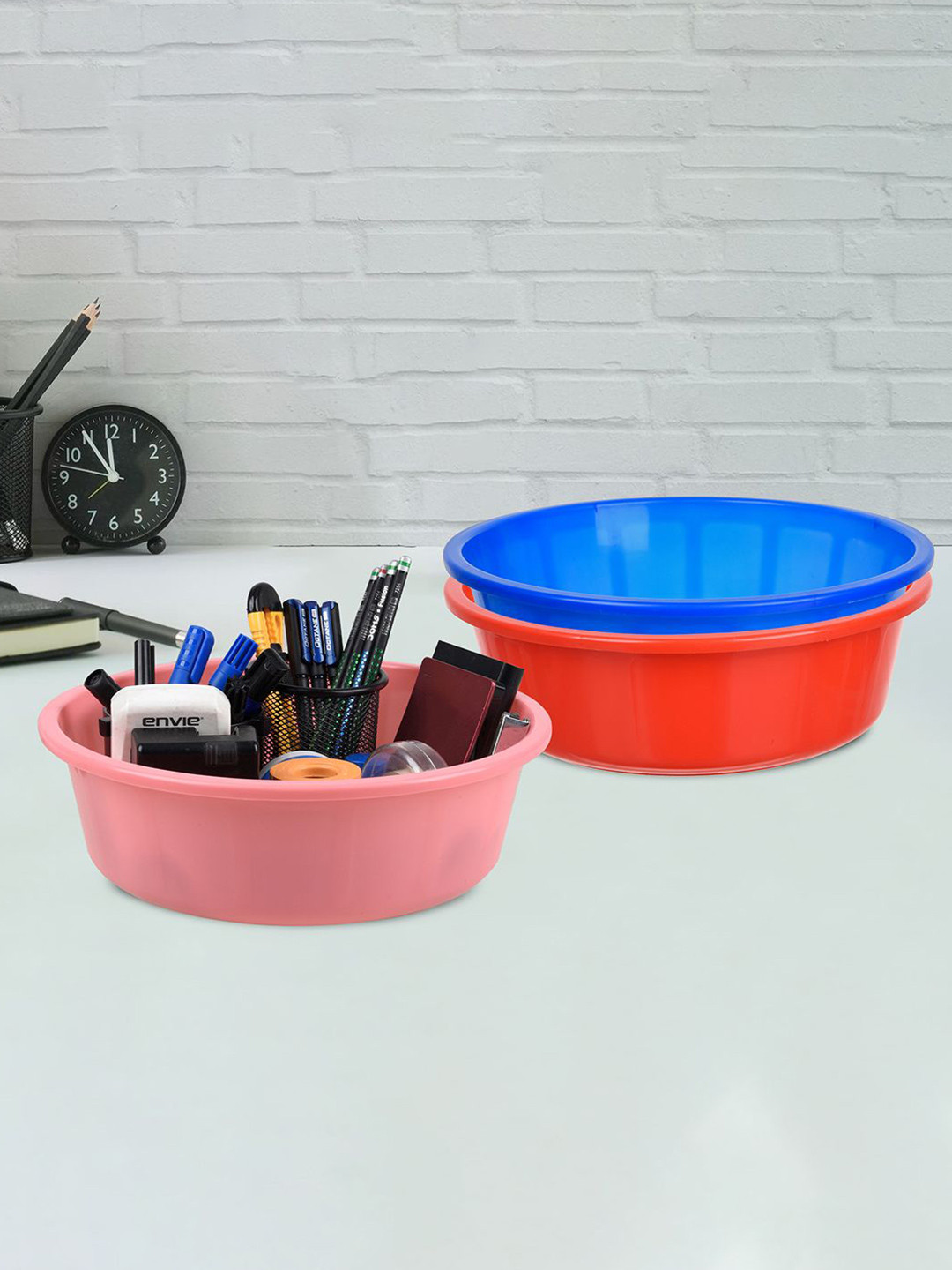 

Kuber Industries Red & Blue Pack of 3 Multipurpose Storage Organizer Tub