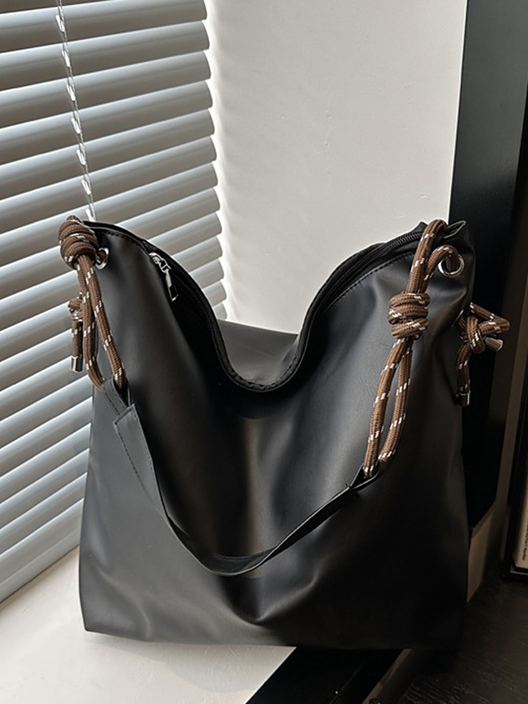 

LULU & SKY PU Structured Handheld Bag with Bow Detail, Black