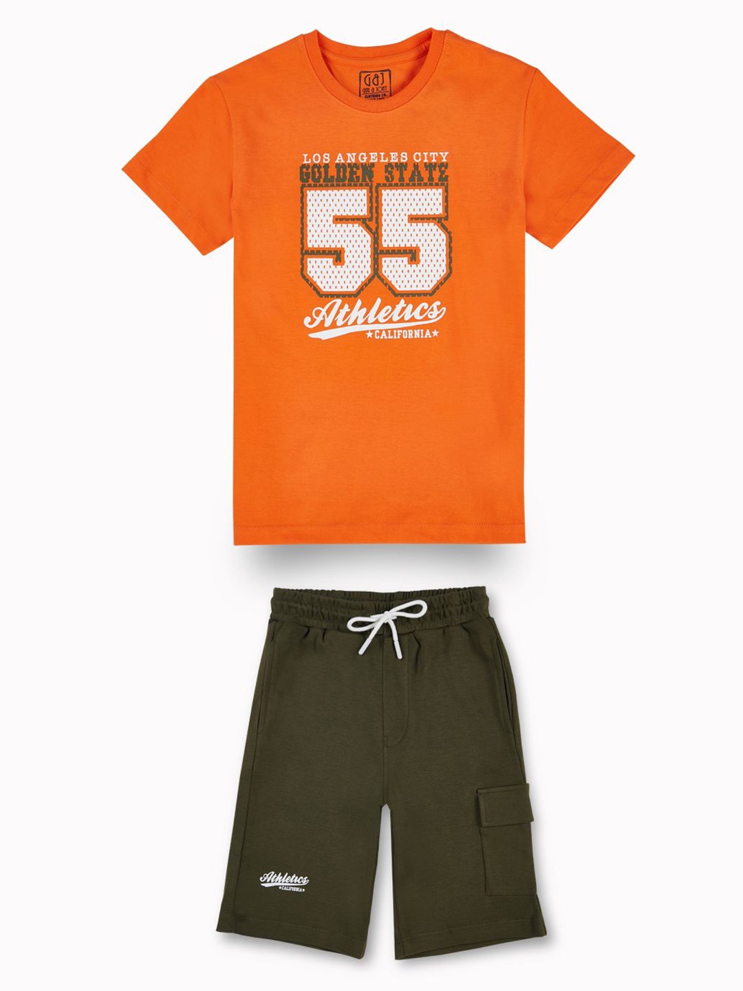 

Gini and Jony Boys Typographic Printed Pure Cotton T-shirt With Shorts, Orange