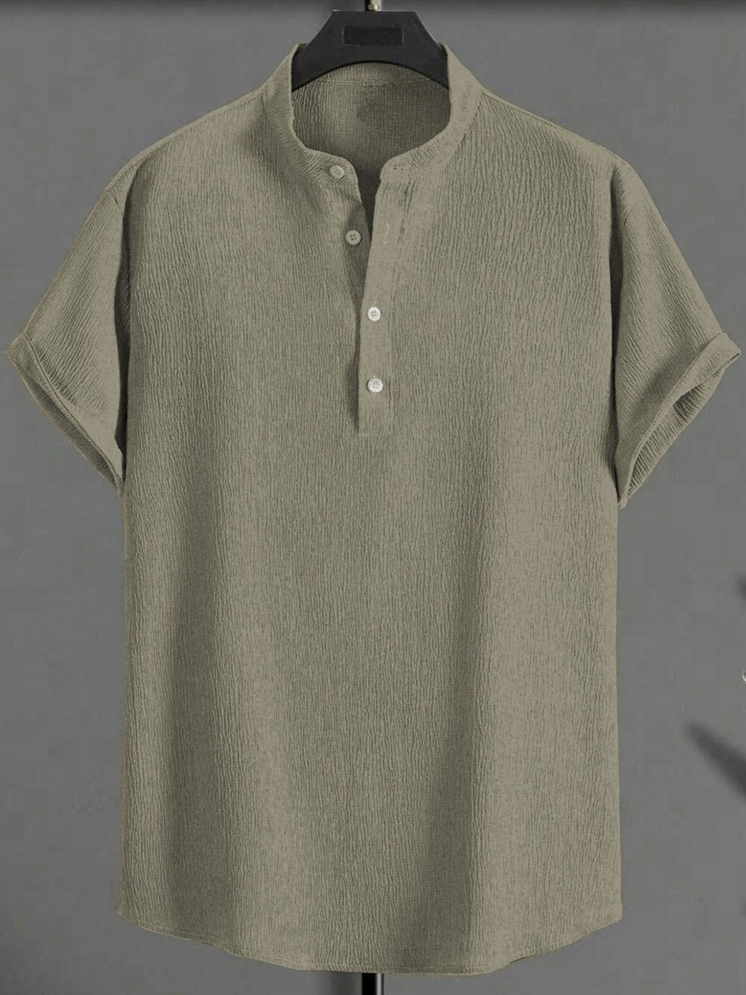 

Fashion2wear Men Solid Mandarin Collar Regular Fit T-shirt, Olive