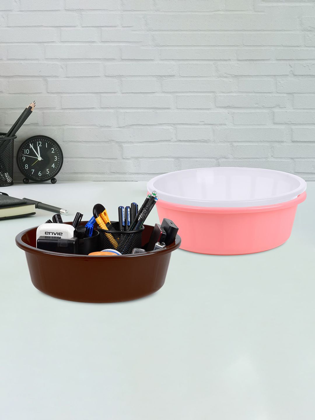 

Kuber Industries Pink 3 Pieces Multipurpose Storage Tub Organizer 6L
