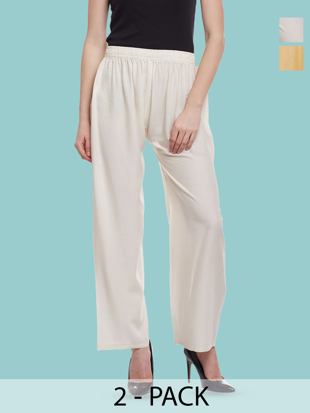 

Castle Lifestyle Women 2 Ethnic Palazzos, Off white
