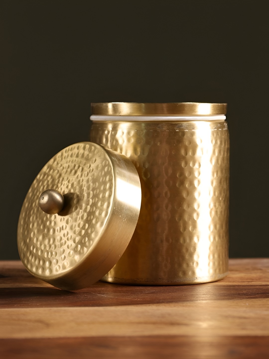 

Peepul Tree Gold-Toned 2 Pieces Textured Brass Easy to Clean Containers