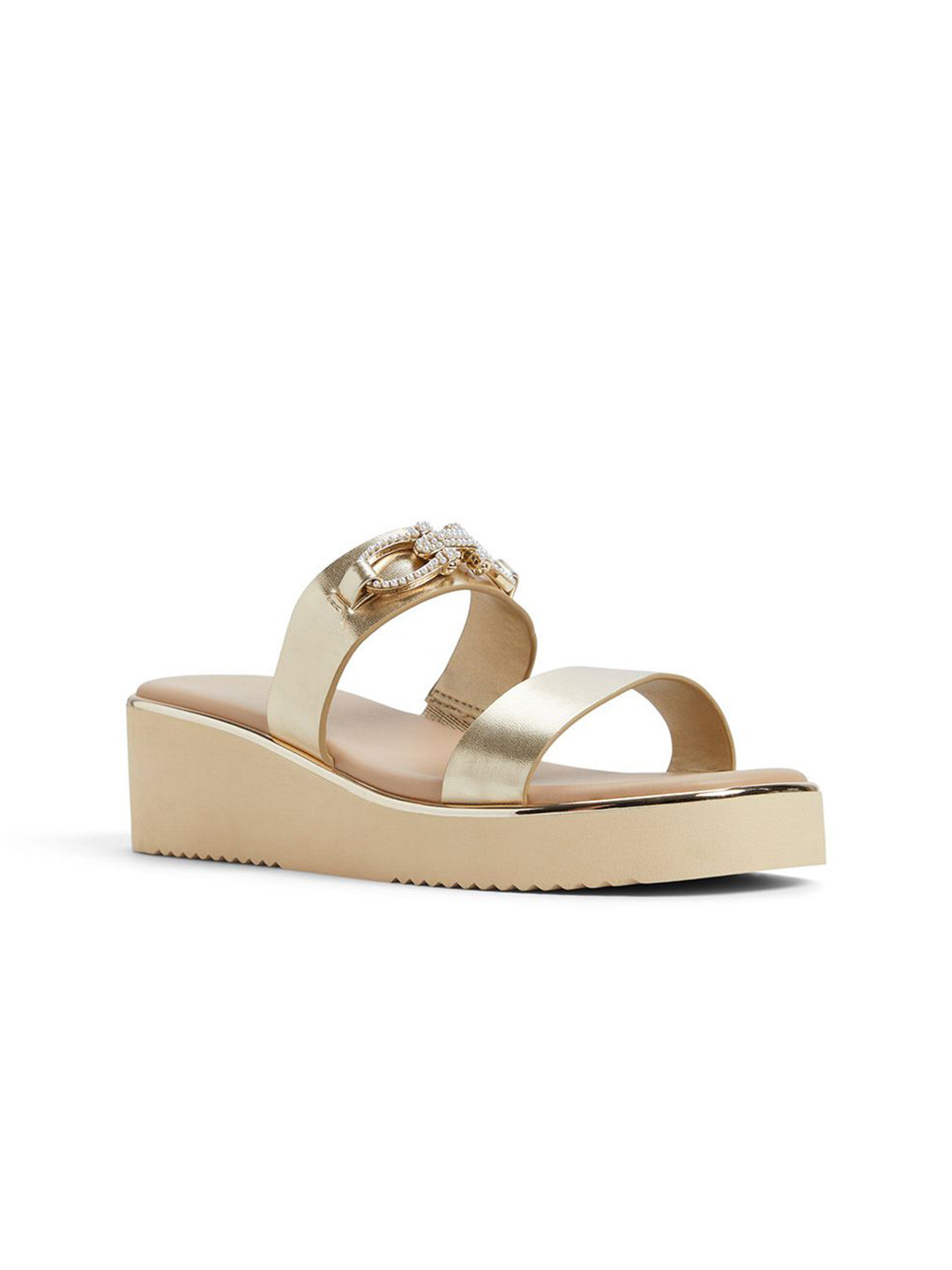 

ALDO Women Embellished Open Strap Heels, Gold