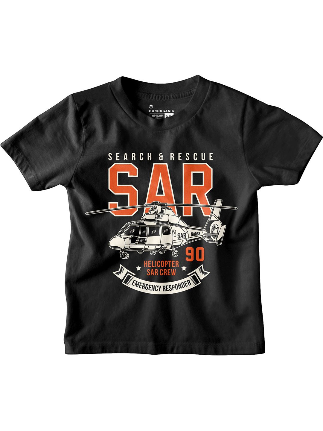 

BonOrganik Boys Graphic Printed Round Neck Cotton T-shirt, Black