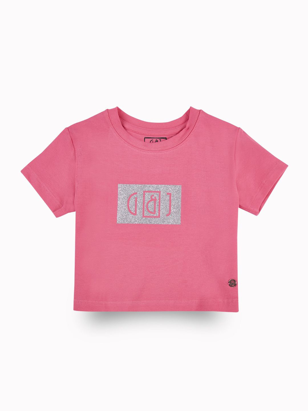 

Gini and Jony Embellished Print Cotton Crop Top, Pink