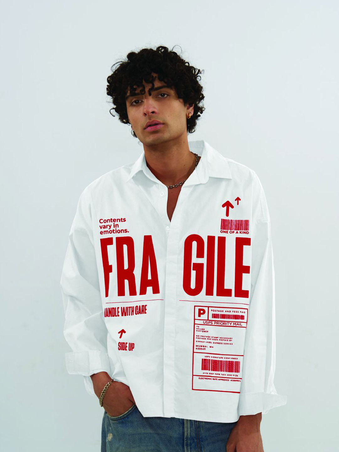 

Exhale Label Men Comfort Opaque Printed Casual Shirt, White