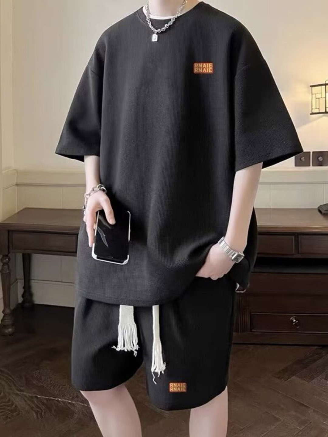 

StyleCast Black Printed T-Shirt With Shorts