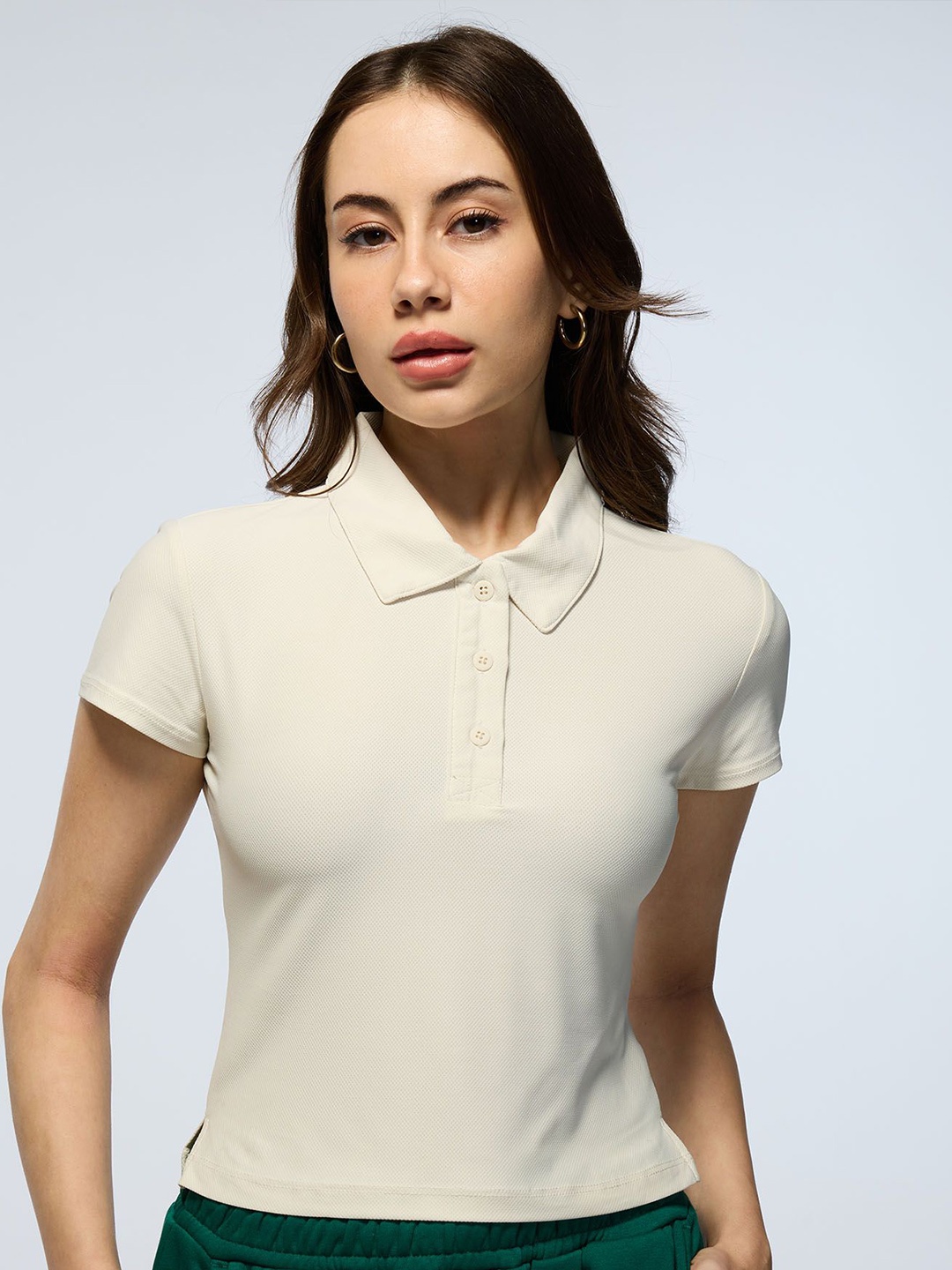 

Cava Ivory Crop Polo, White