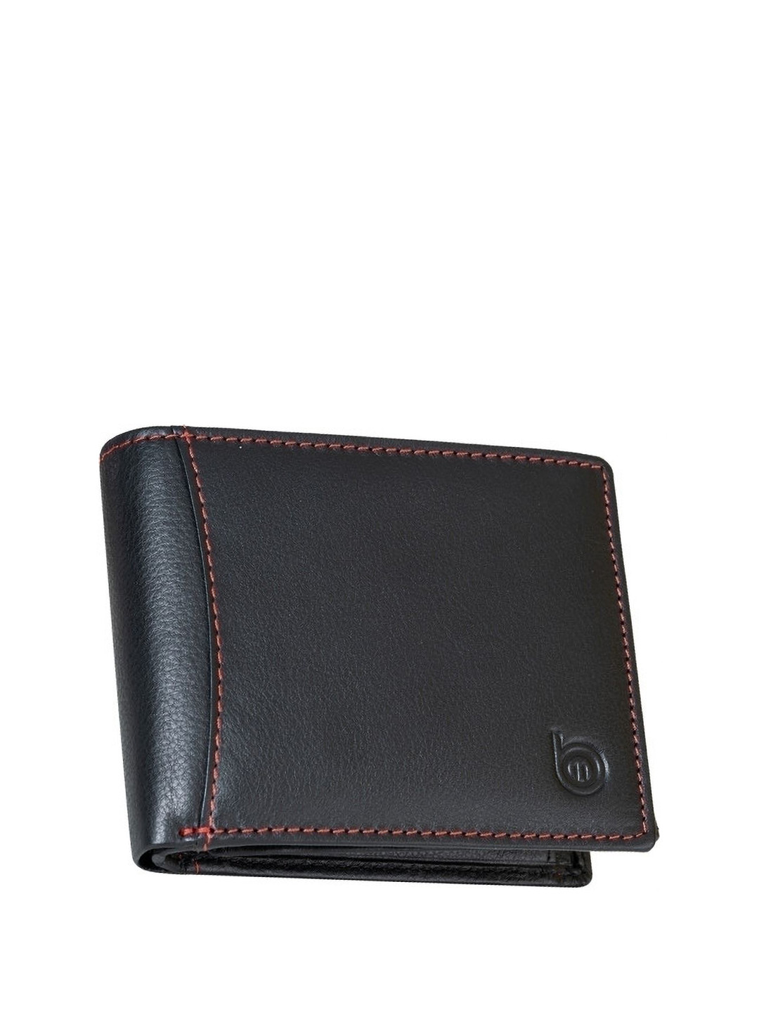

BAGMAN Men Leather Two Fold Wallet, Black